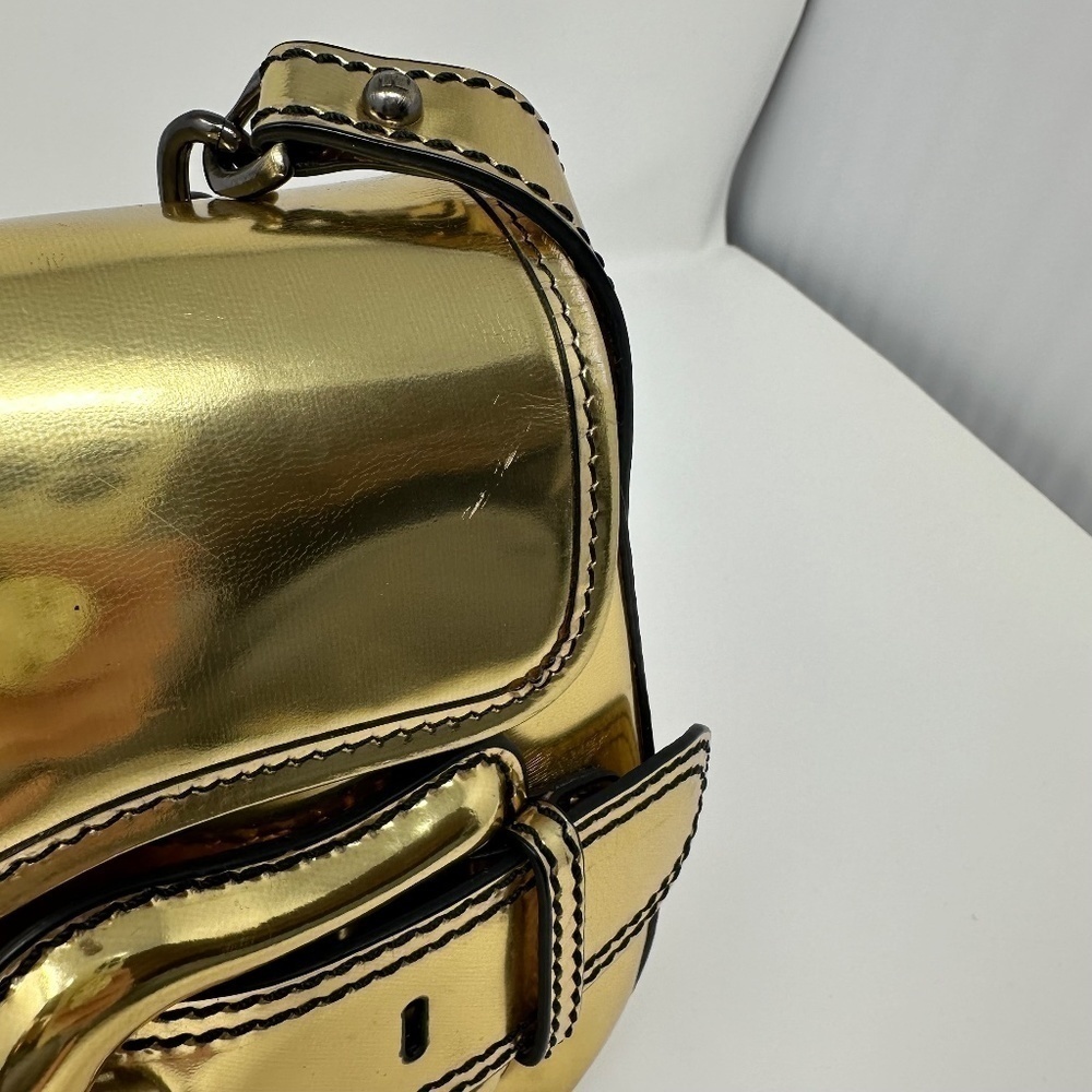 FENDI B. Bis Gold Metallic Flap Bag - Picture 5 of 12